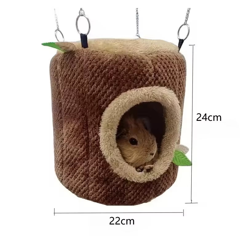 Tree Stump Shape Small Animal Cage Cotton Warm Rabbit Nest Hanging Guinea Pig Bed Comfortable Squirrel Ferret Hamster House