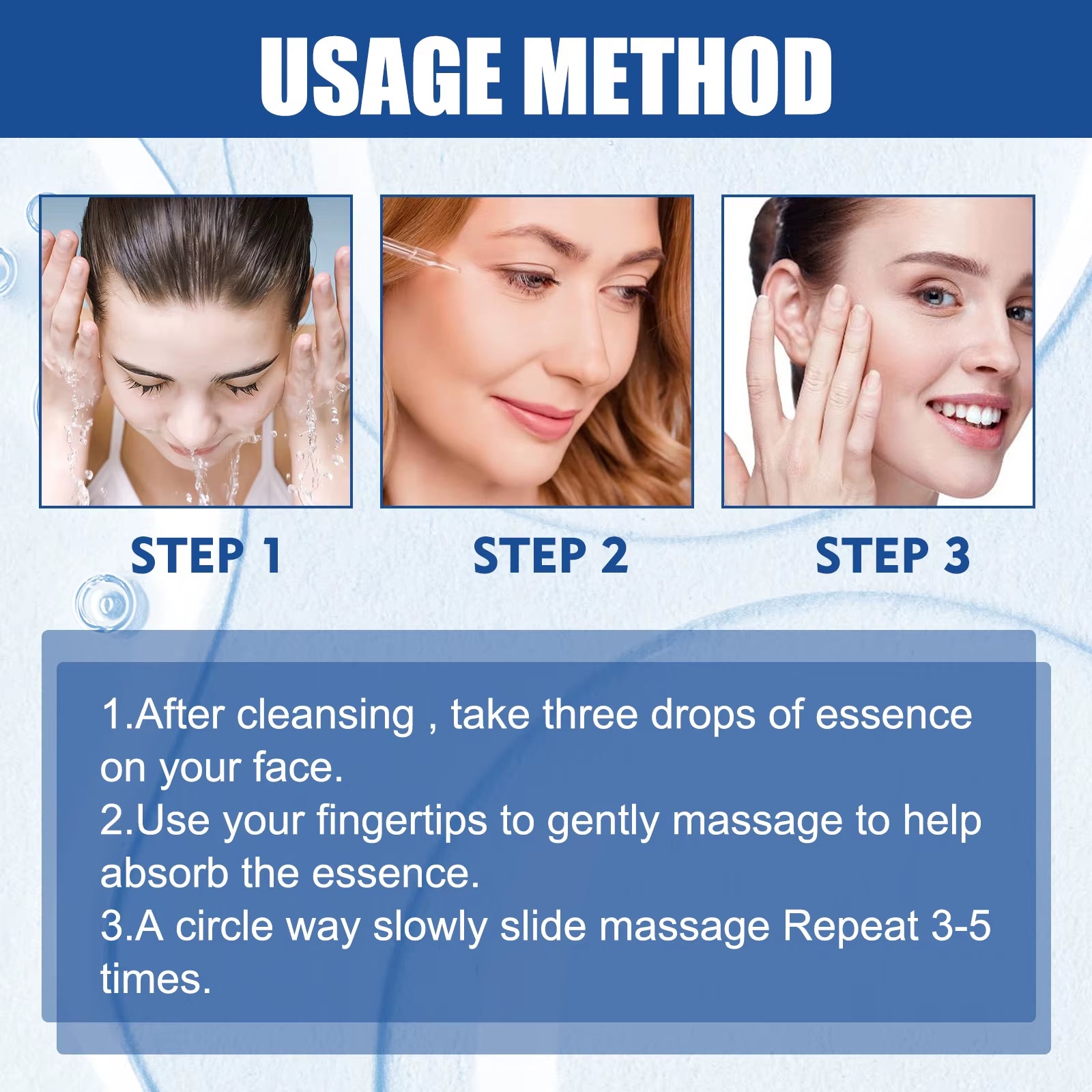 Hyaluronic Acid Essence Deep Hydration Preventing Skin Aging Increase Skin Elasticity Improve Dryness Facial Moisturizing Serum