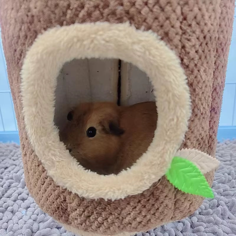 Tree Stump Shape Small Animal Cage Cotton Warm Rabbit Nest Hanging Guinea Pig Bed Comfortable Squirrel Ferret Hamster House