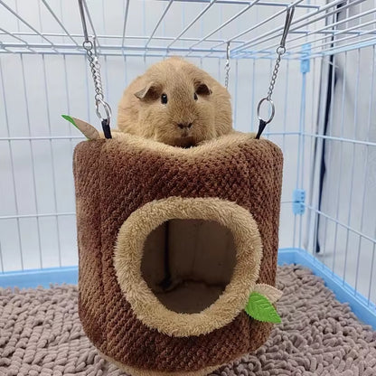 Tree Stump Shape Small Animal Cage Cotton Warm Rabbit Nest Hanging Guinea Pig Bed Comfortable Squirrel Ferret Hamster House