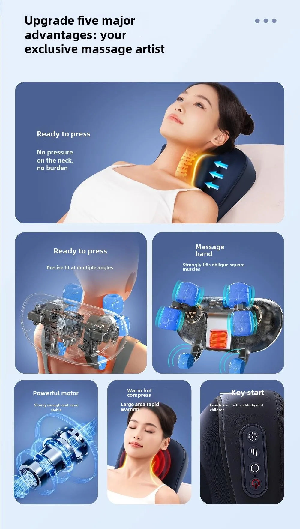 Trapezius Massage Pillow Wireless Electric Car Home Massager Heating Waist Neck Leg Cervical Shiatsu Kneading Rechargeable
