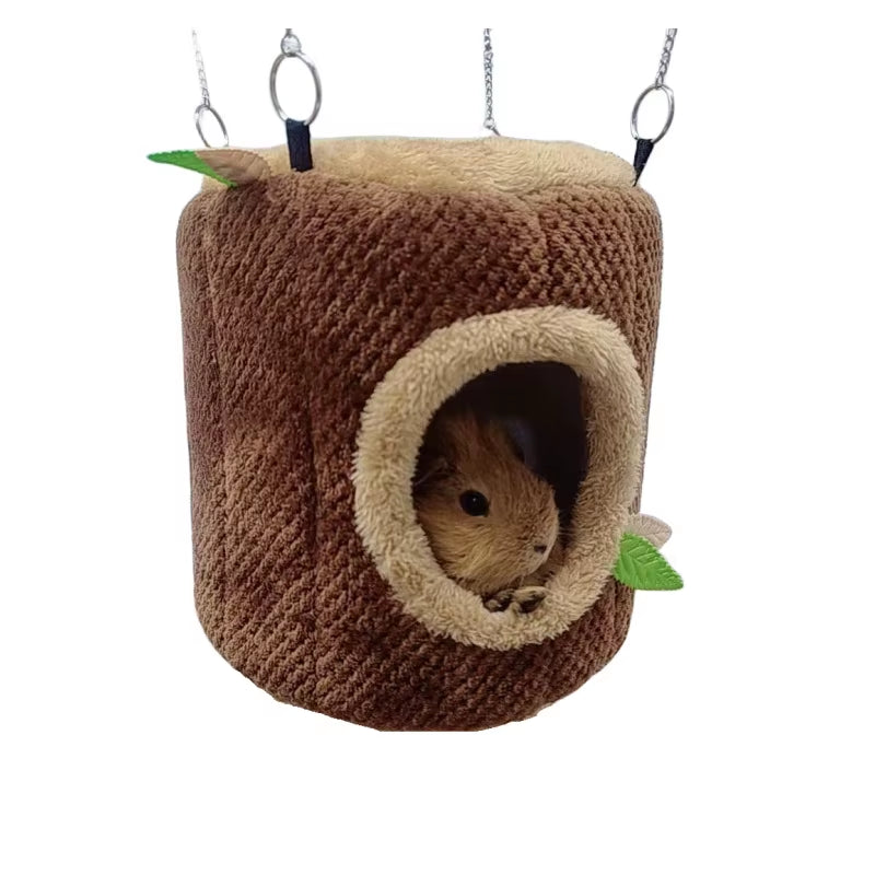 Tree Stump Shape Small Animal Cage Cotton Warm Rabbit Nest Hanging Guinea Pig Bed Comfortable Squirrel Ferret Hamster House
